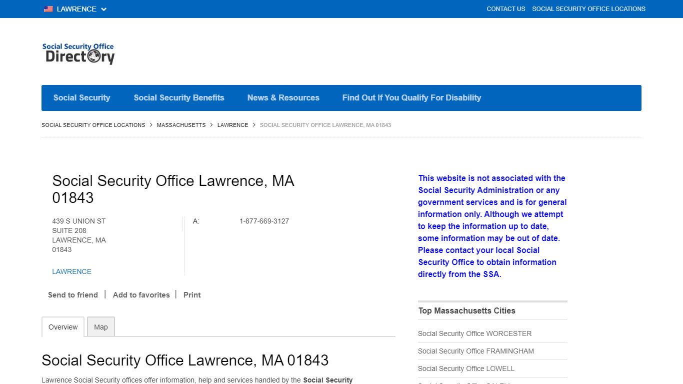 Social Security Office Lawrence MA - Hours, Phone Number, Appointments